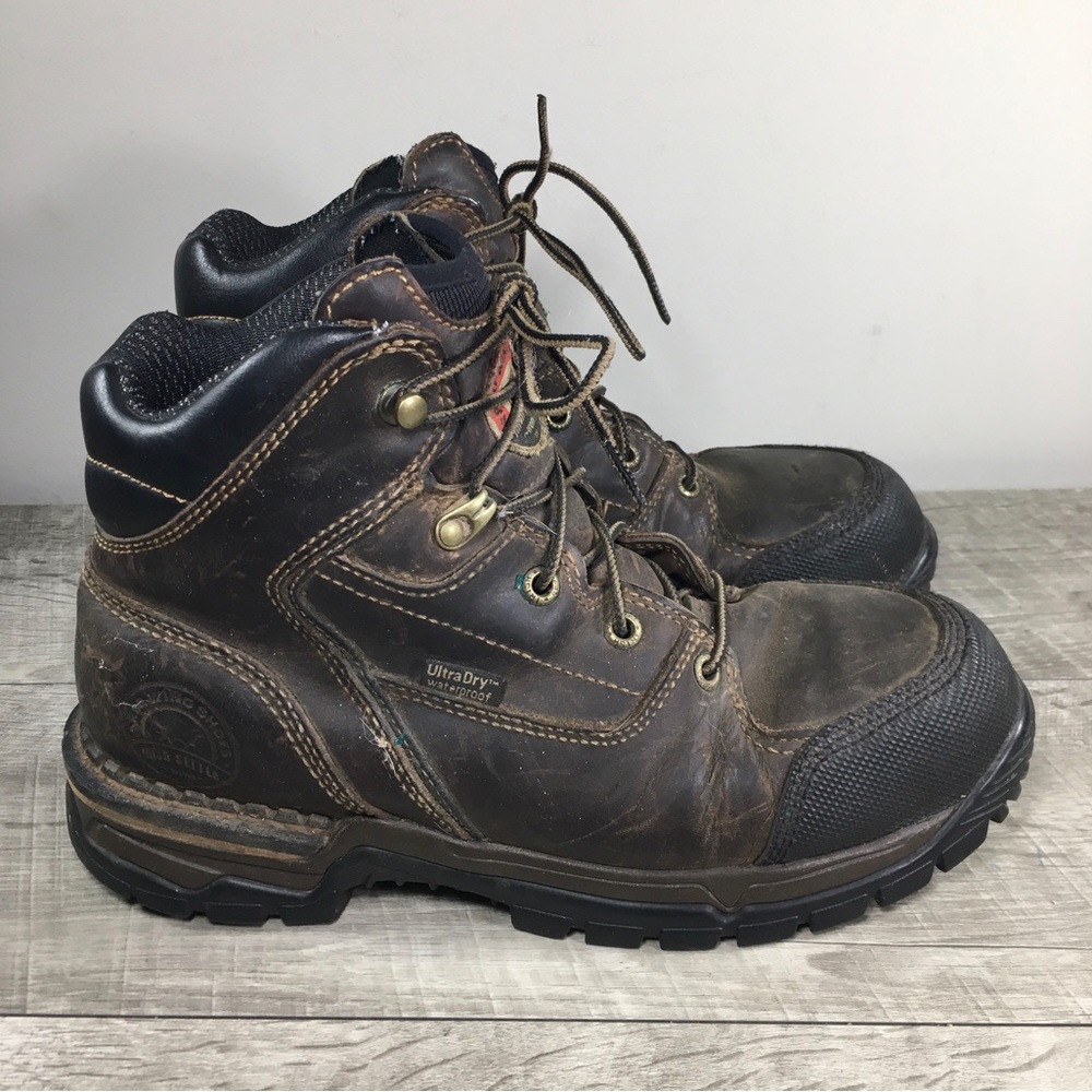 Irish Setter 83200 Brown Leather Women's Waterproof Steel Toe Boots Size 8.5